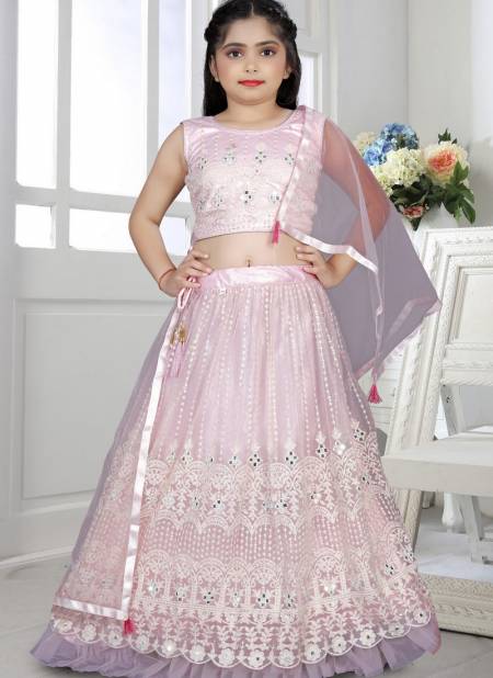 Purple Colour Aaradhna 25 New Designer Wedding Wear Heavy Net Kids Lehenga Collection 208